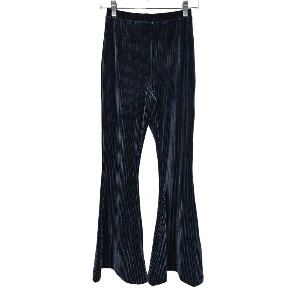 Natural Life Joplin High Rise Ribbed Corded Velvet Flare Leggings Navy Blue S
